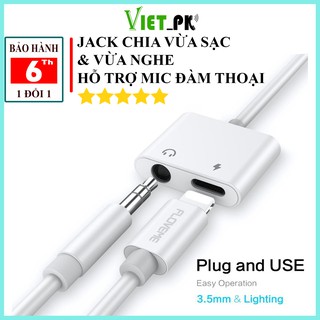 Jack chuyển đổi,giắc,cáp chia tai nghe hai đầu có đàm thoại,chân 3.5mm-cho ip