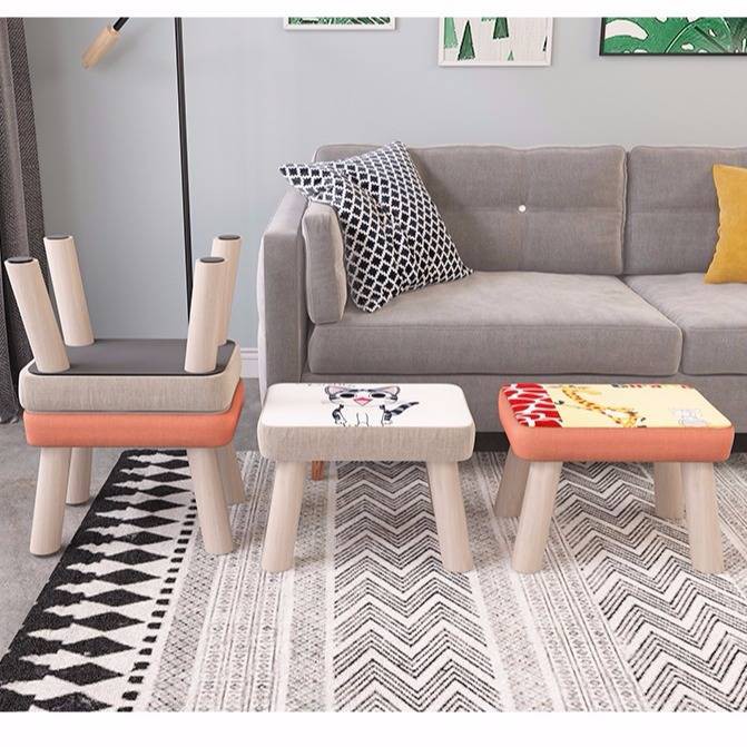 Phân nhỏ nhà sáng tạo băng ghế nhỏ phòng khách trà đôi gỗ rắn trưởng thành sofa phân vải lùn ghế nhỏ ghế