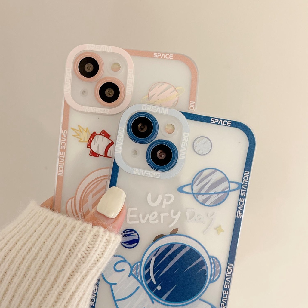 Transparent Cute Astronaut Jane flash drill Compatible for iphone 13 12 11 pro max x xr xsmax 7/8plus TPU phone case cover