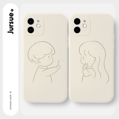 Ốp lưng JURSUE hoạt hình cặp đôi dễ thương đẹp cho iPhone 17 16 15 14 13 12 11 Pro Max SE 2020 X XR XS ip 8 7 Plus kute Y1702