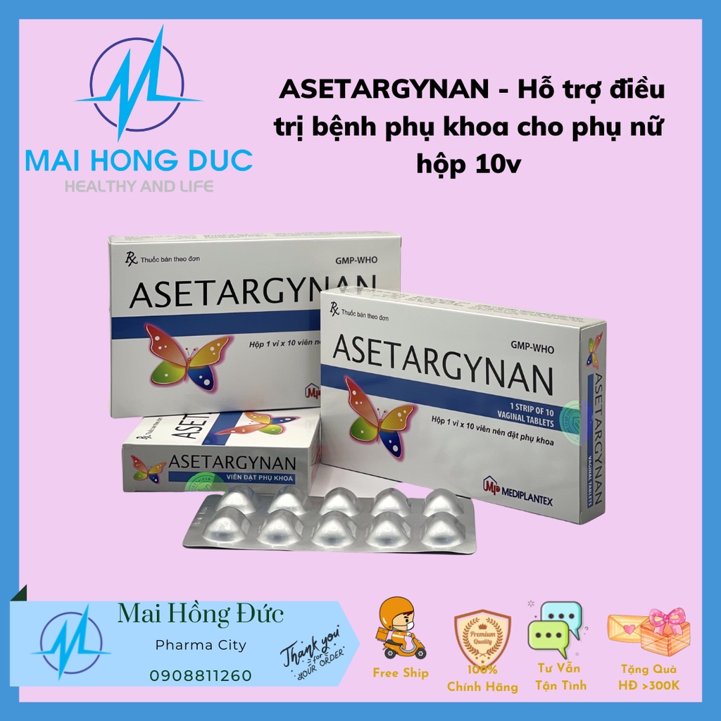 ASETARGYNAN - Hỗ trợ điều trị bệnh phụ khoa cho phụ nữ hộp 10v thumbnail