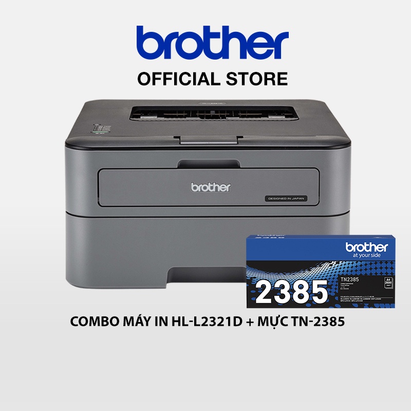 Combo Máy in laser đơn sắc Brother HL-L2321D và Mực in laser trắng đen Brother TN-2385