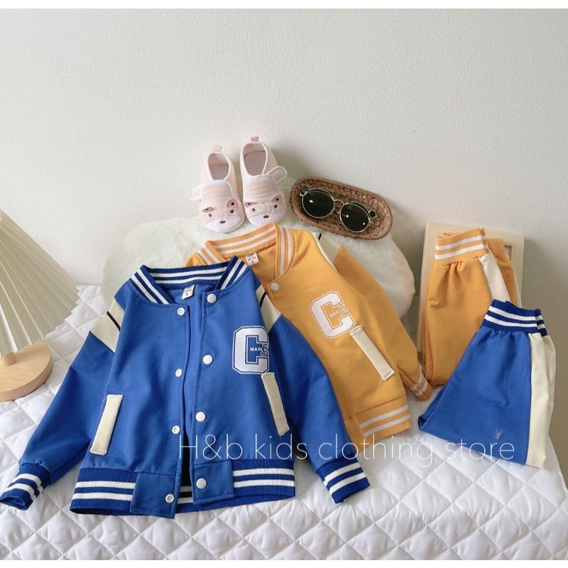 Bộ nỉ da cá bóng chày bé trai size nhí khuy bấm