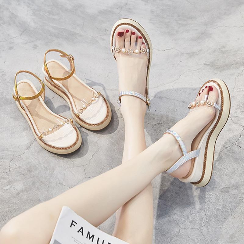 Giày Sandal Đế Xuồng Cao Su Mềm Hở Ngón 5.5cm Dành Cho Nữ