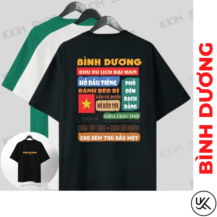 Áo thun tay lỡ BÌNH DƯƠNG, Áo phông 63 tỉnh thành Form rộng oversize, chất liệu Cotton KKIMSHOP