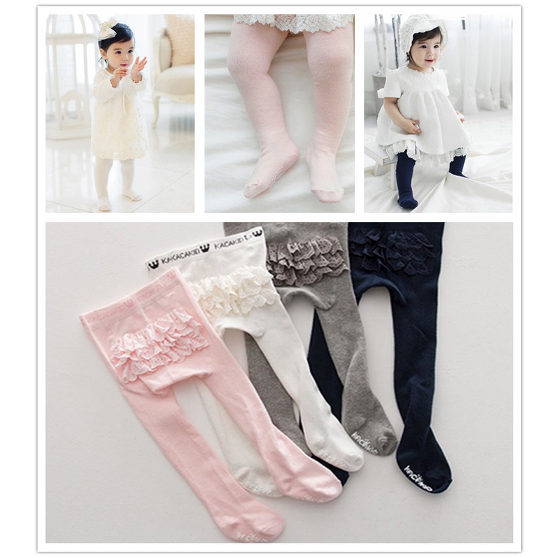 Quần tất phối ren chống trơn trượt cho bé gái