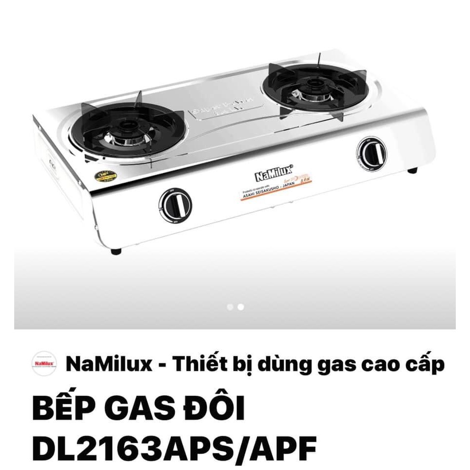 Bếp ga đôi Namilux DL 2163APS - Mặt Inox Bạc, Kích thước 700x400x155mm