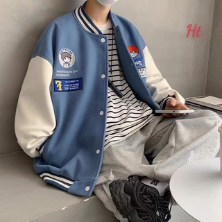 Áo bomber phối tay trắng cậu bé Ht