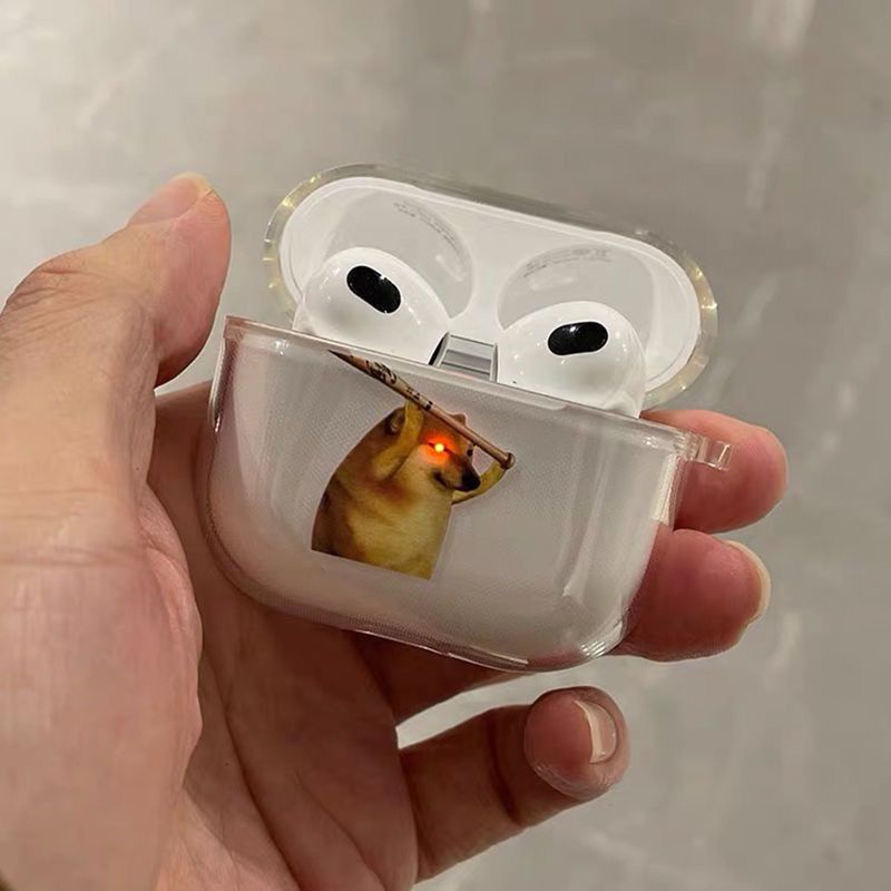 Vỏ Bảo Vệ Hộp Sạc Tai Nghe airpods 1 2 pro 3 Trong Suốt Hình Chú Chó Shiba Inu Dễ Thương