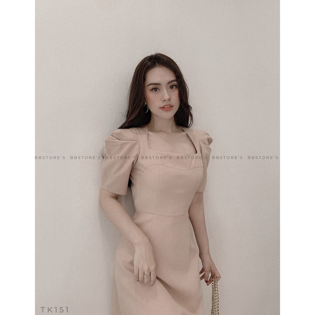 [Mã SKAMA06 giảm 8% tối đa 50K đơn 250K] [BBSTORE'S] Đầm Cổ Vuông Cột Nơ Sau - TK151 | BigBuy360 - bigbuy360.vn