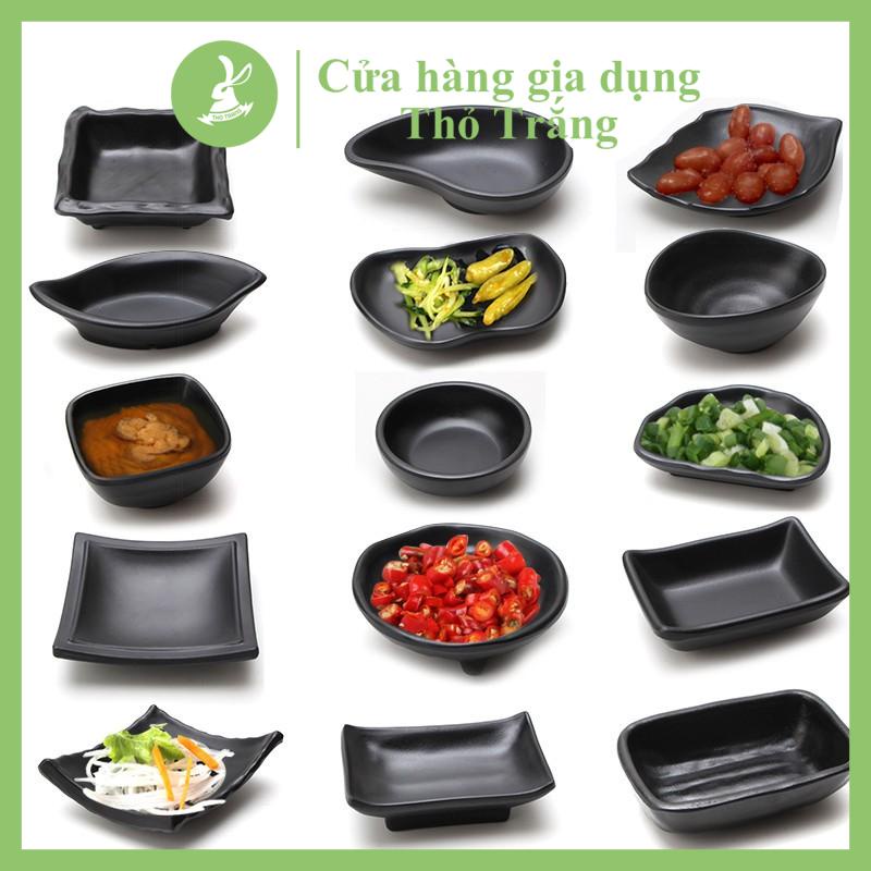 Chén Đĩa Nước Chấm Nhựa Melamine Đen Nhám Cao Cấp Đa Dạng Size Và Mẫu