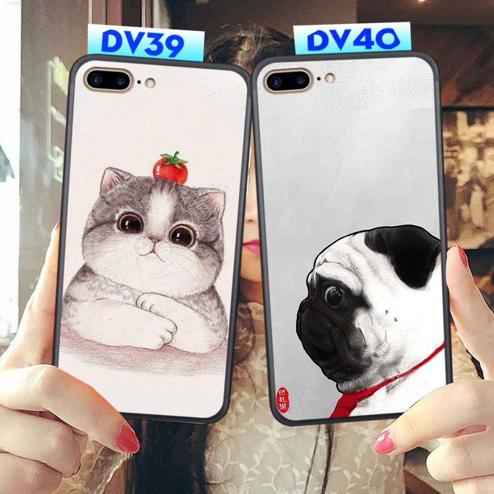 ỐP lưng điện thoại cho Iphone 7 plus - iphone 8 plus chất liệu UV in hình chó mèo cute