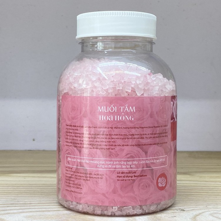 Muối tắm hoa hồng Viherbsal tẩy tế bào chết. Muối tắm ngâm bồn hũ 1kg Tinh Dầu 100 Shop