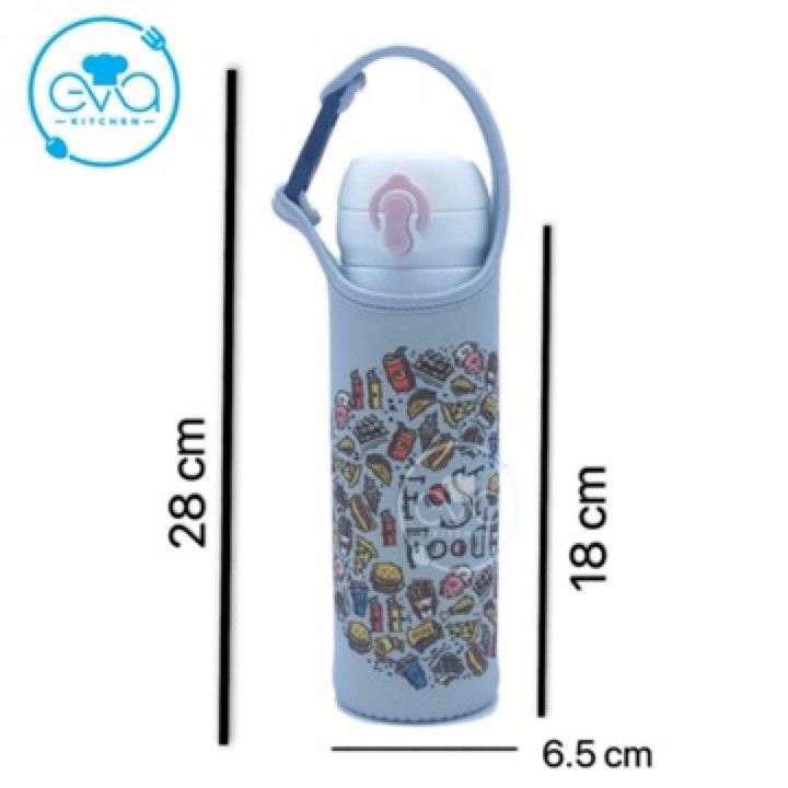 Túi Giữ Nhiệt In Hình Hoạ Tiết Có Quai Xách Tiện Lợi Cho Bình Đựng Nước 500 Ml