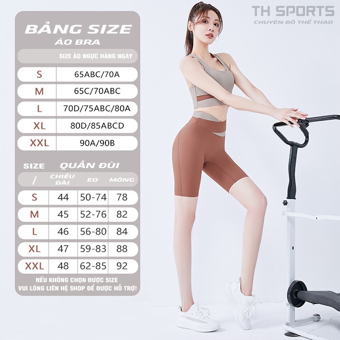 Bộ Tập Gym Nữ Hot Trend Quần Đùi Áo Bra TH SPORT Tập Gym Thể Dục Yoga Picnic Dã Ngoại Nữ TH041 (Bộ Milk Tea Grey)
