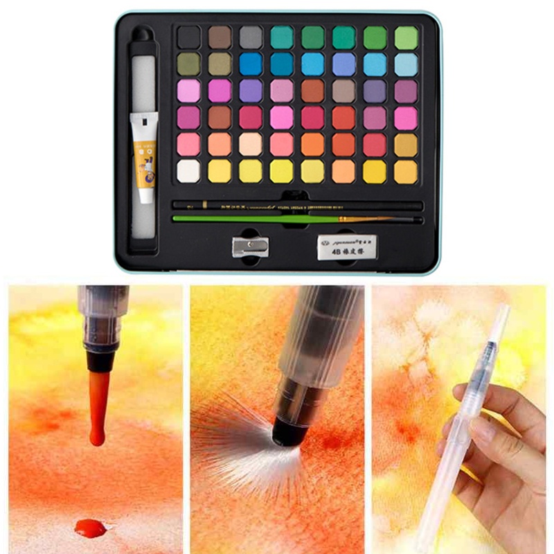 Set 48 Màu Nước Dạng Rắn Kèm Cọ Vẽ Cho Người Mới Bắt Đầu