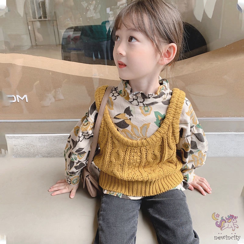 Korean Girls Autumn Retro Style Knitted Vest