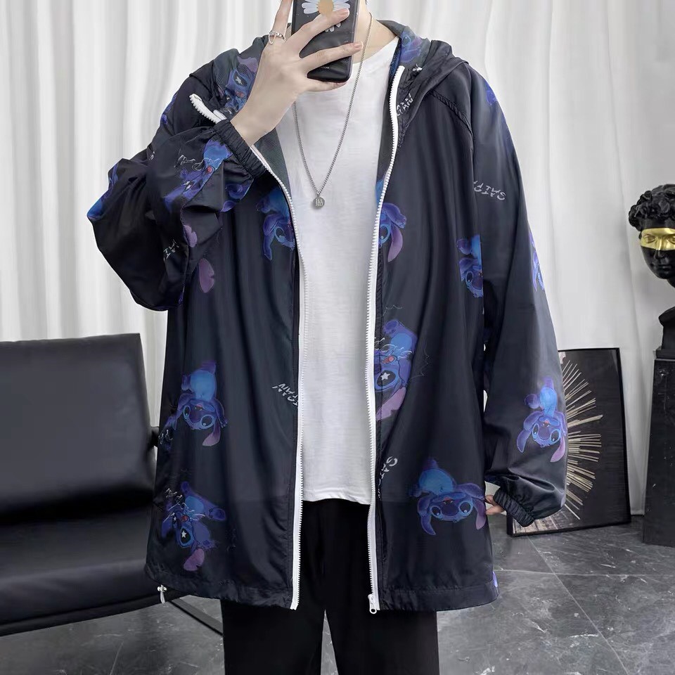 Áo khoác dù unisex form rộng 3D Hoạt Hình, nam nữ ulzzang WIND