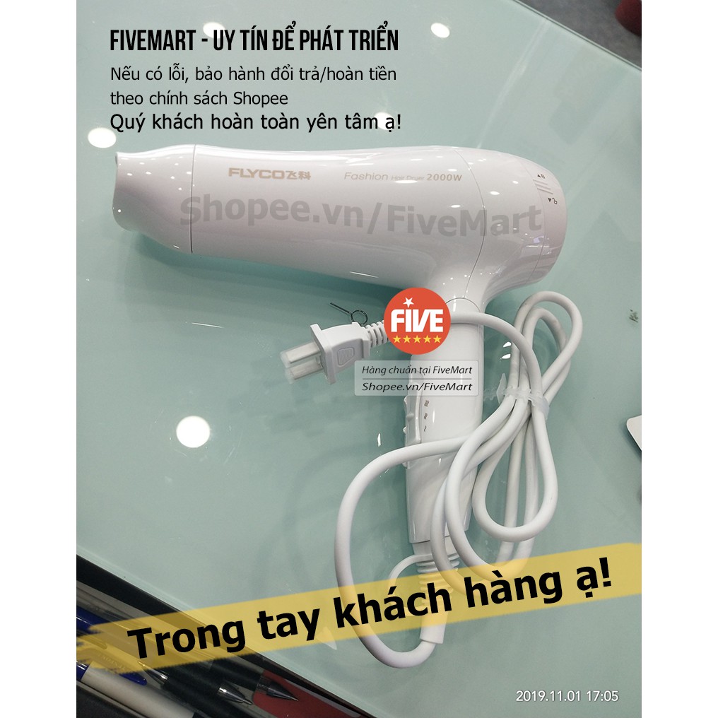 (𝘾𝙖𝙤 𝘾𝙖̂́𝙥) Máy Sấy Tóc 2 Chiều Nóng Lạnh FLYCO Sấy Anion Chống Khô Xơ, Chính Hãng