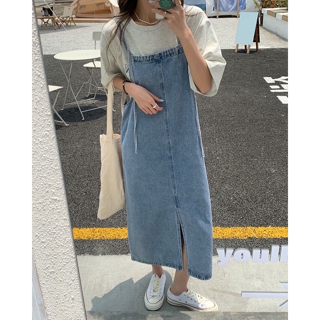 Váy yếm jean maxi 2 dây - YV152