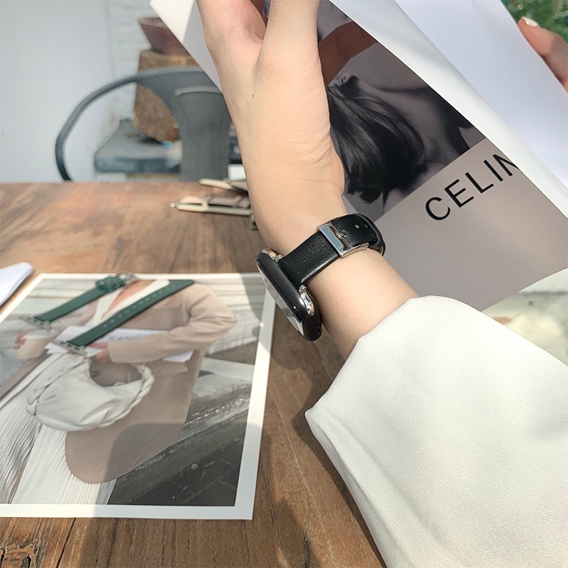 Dây Đeo Bằng Da Cho Đồng Hồ Apple Series 7 6 5 4 3 2 1 SE 38/41/40/42 44mm 45mm