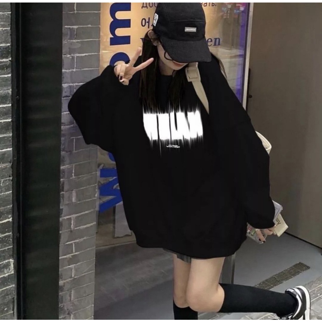 Áo Sweater Chất Nỉ Chân Cua Relax Form Rộng Tay Bồng