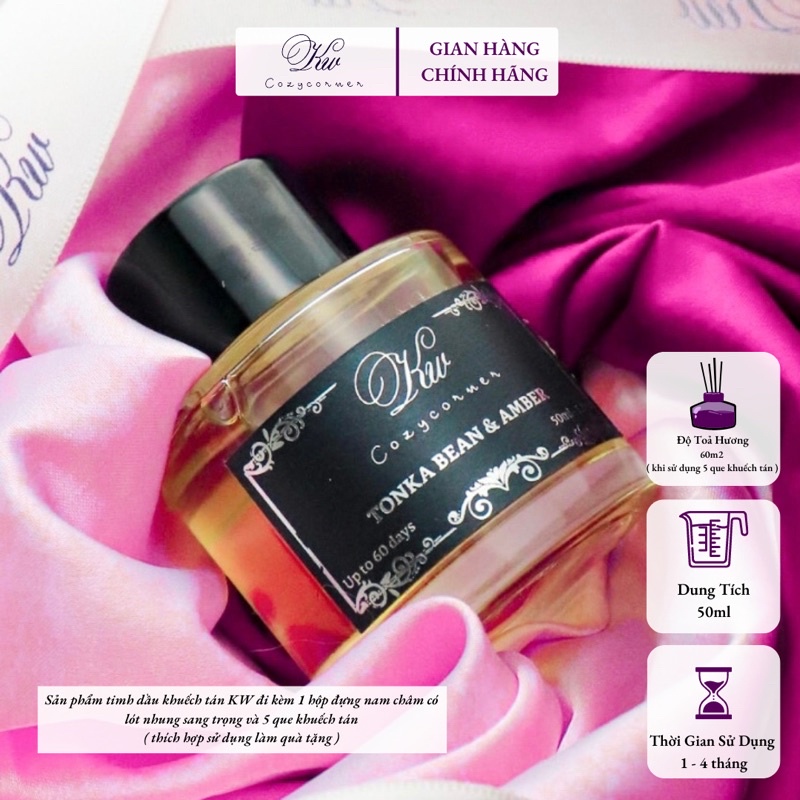Tinh dầu khuếch tán cao cấp KW Cozy Corner Tonka Bean &amp; Amber