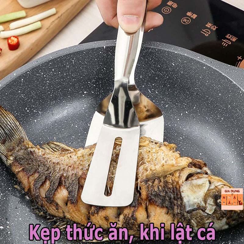kẹp gắp thức ăn, cây gắp đồ ăn bằng inox, chịu nhiệt, gắp thức ăn nóng tiện dụng, lật trứng, cá rán, [ KẸP THỨC ĂN INOX]