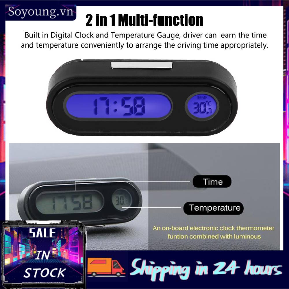 Đồng hồ vôn kế mini hiển thị nhiệt độ và cho xe hơi
