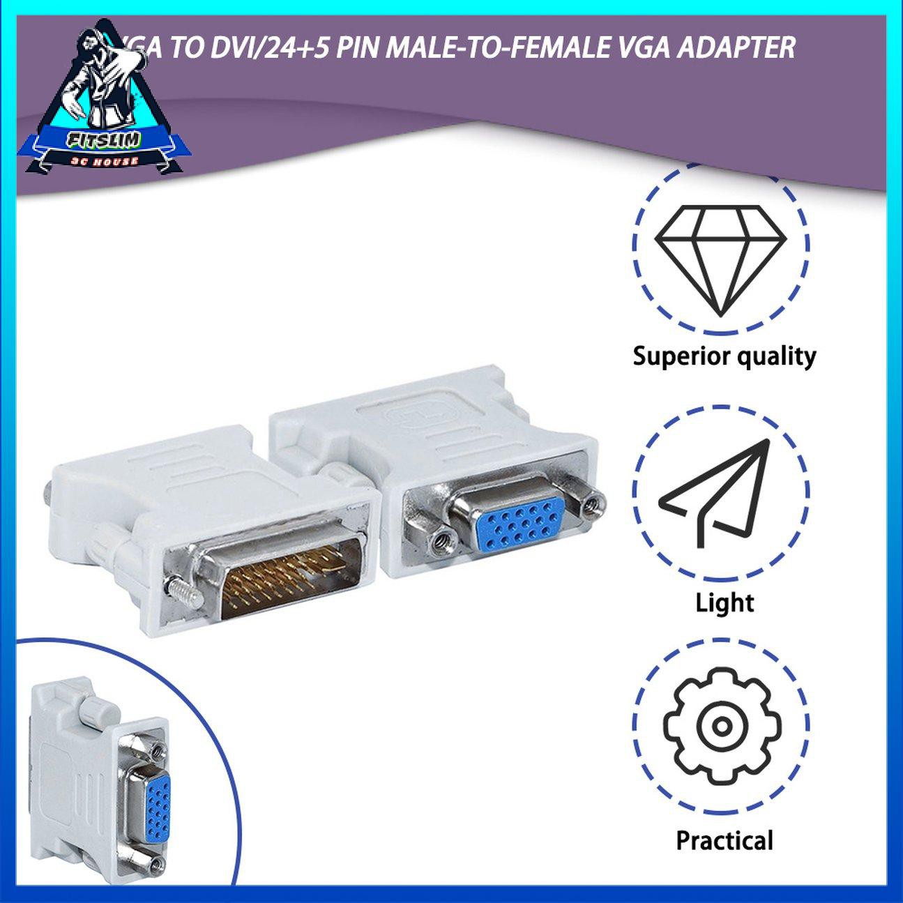 Bộ chuyển đổi DVI sang VGA Nam sang Nữ Bộ chuyển đổi ổ cắm VGA sang DVI / 24 + 5 Pin Adapter