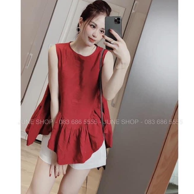 Set babydoll Shynstores áo khoét nách đuôi bèo kèm quần sooc chất vải đũi mềm mỏng nhẹ