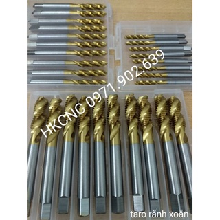 Mũi ta rô xoắn màu vàng m2 m3 m3.5 m4 m5 m6 m8 m10 m12, ta rô thép, ta rô inox