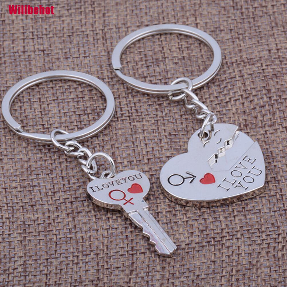 Set 2 móc khóa hình trái tim thời trang lãng mạn cho cặp đôi