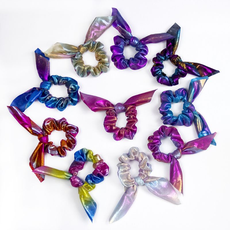 Dây Cột Tóc Scrunchies Màu Hologram Ánh Kim Cho Nữ