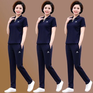 Bộ Đồ Thể Thao Ngắn Tay Thời Trang Mùa Hè Cho Nữ Trung Niên 2020