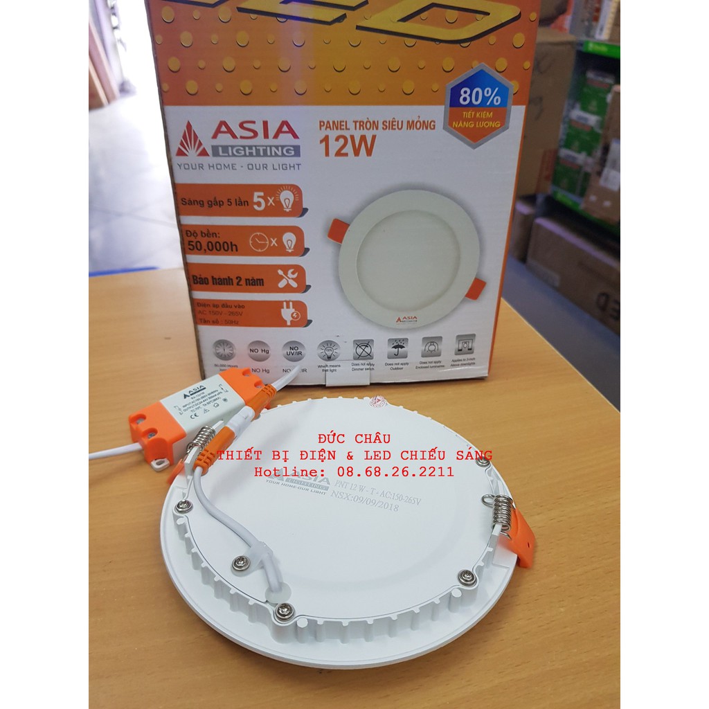 Đèn led âm trần tròn 9w,12W,15W,18W siêu mỏng ASIA hàng chính hãng có bảo hành