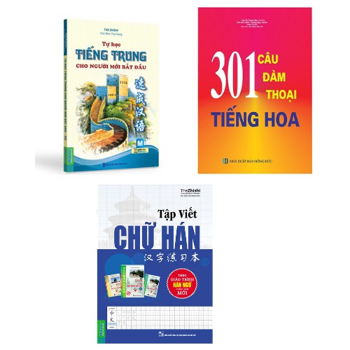 Sách - Combo Tự Học Tiếng Trung Cho Người Mới Bắt Đầu + 301 câu đàm thoại tiếng Hoa  + Tập Viết Chữ Hán