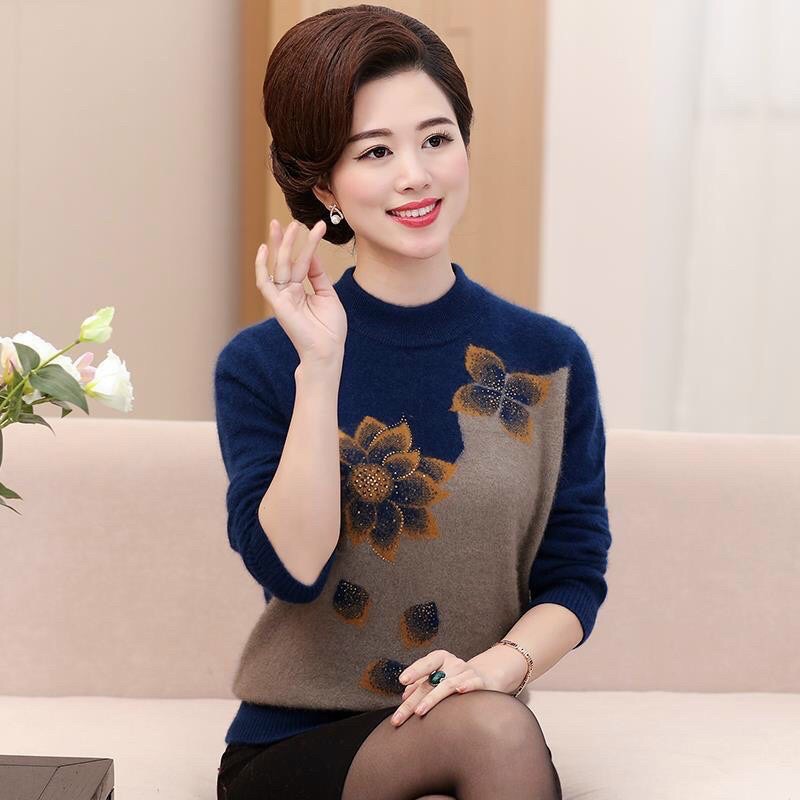 Áo len trung niên hoa sen cao cấp