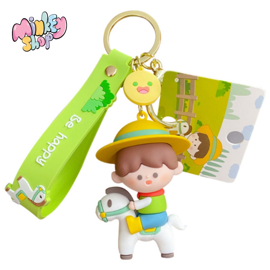 Móc Khóa Đẹp Hình Bé Happy Và Ngựa Cute phụ kiện Túi Xách dễ thương -Minkey