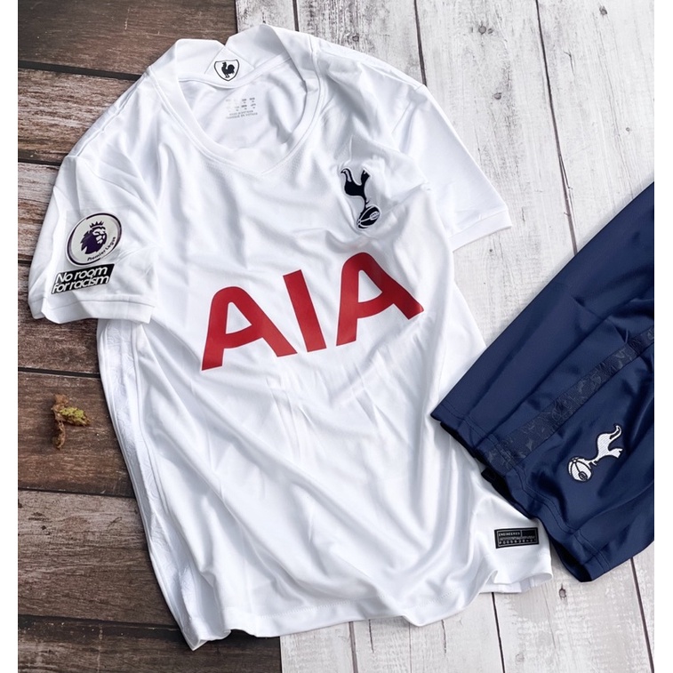 Set Bộ quần áo bóng đá vải thái mịn clb tottenham sân nhà áo trắng quần xanh than 2021 2022