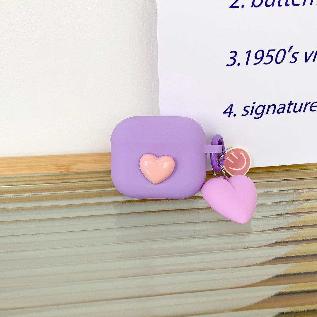 Vỏ Bảo Vệ Hộp Sạc Tai Nghe AirPods 1 2 pro 3 2021 gen3 Bluetooth Bằng Silicon Tpu Mềm Hình Mặt Cười 3D Màu Trơn Đơn Giản