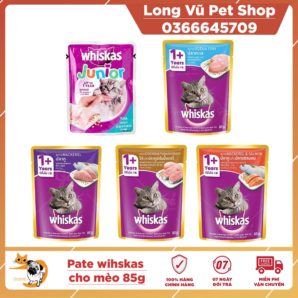 Pate cho mèo Whiskas 85g đủ vị - Thức ăn cho mèo