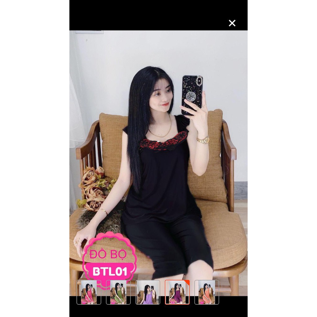 ĐỒ BỘ NGỦ THUN LẠNH LỬNG CÁNH TIÊN RFEESIZE PHỐI REN SEXY 45-60KG TÙY CHIỀU CAO | BigBuy360 - bigbuy360.vn