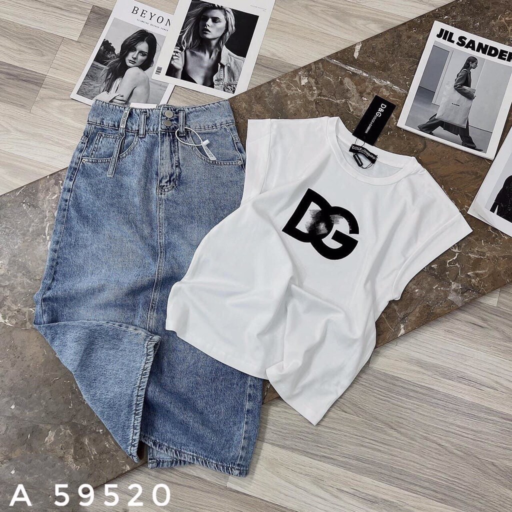 Chân váy bò xẻ sau váy jean dáng dài Gấu Store92