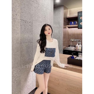 Set bộ LV áo thun phối họa tiết thêu logo TDQS!