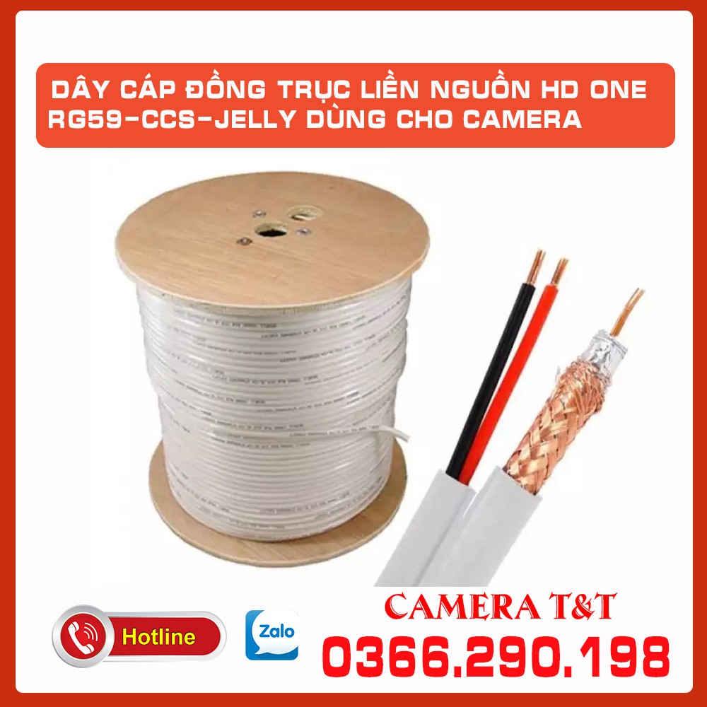 [TẶNG PHỤ KIỆN] DÂY CÁP ĐỒNG TRỤC LIỀN NGUỒN HD ONE RG59-CCS-JELLY DÙNG CHO CAMERA | BigBuy360 - bigbuy360.vn