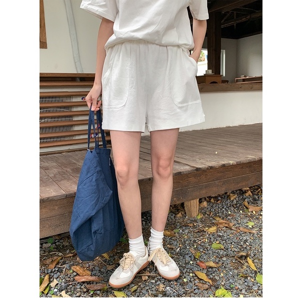 Quần Đùi Nữ Ống Rộng ?Lenogi? Quần Cotton Da Cá Mặc Nhà Thể Thao, Phù Hợp Đi Chơi, Đi Biển