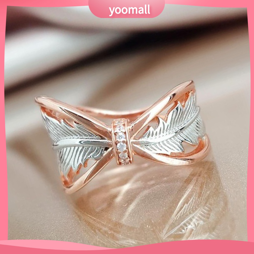 Yomall♡ Nhẫn HợP Kim ĐíNh Đá HìNh Lông Vũ NhiềU MàU ThờI Trang