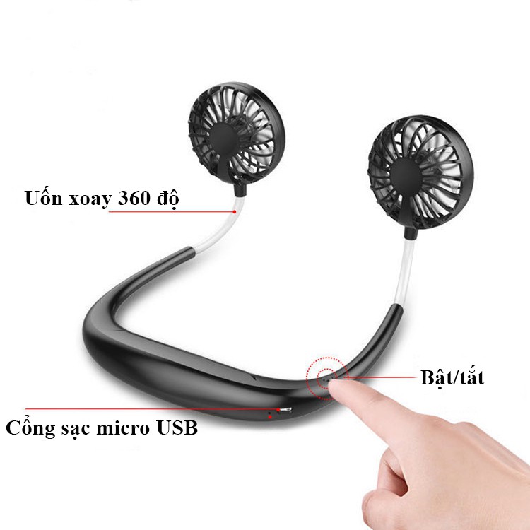 Quạt Mini Đeo Cổ Tiện Ích Dành Cho Đi Du Lịch Và Tập Thể Dục Thể Thao | BigBuy360 - bigbuy360.vn