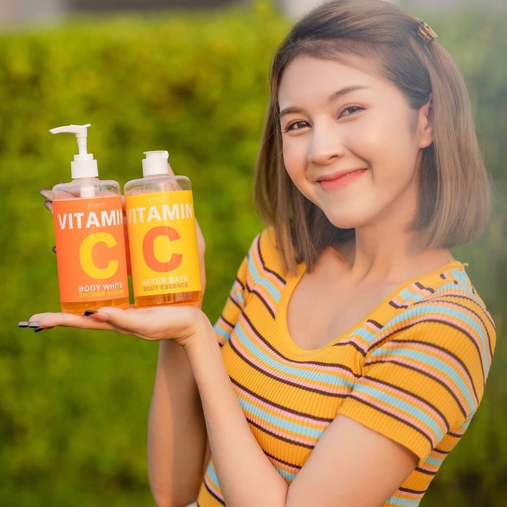 Tinh chất dưỡng thể dưỡng trắng và phục hồi da chuyên sâu sau khi tắm Scentio Vitamin C 450ml